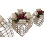 Set di Scatole Decorative DKD Home Decor Dorato Bianco LED Rattan (25 x 25 x 28 cm)