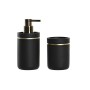 Set da Bagno DKD Home Decor Nero Dorato Alluminio Resina (7 x 7 x 17 cm)