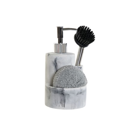 Dispenser di Sapone DKD Home Decor Acciaio inossidabile Bianco Resina (12,6 x 11,4 x 18,6 cm)