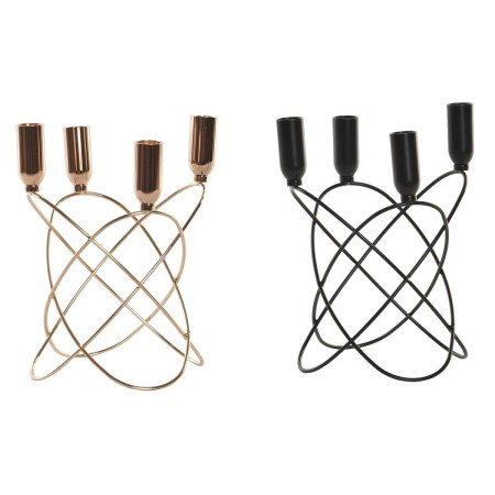 Candelabro DKD Home Decor Nero Dorato Metallo (2 Unità) (20 x 20 x 23 cm)