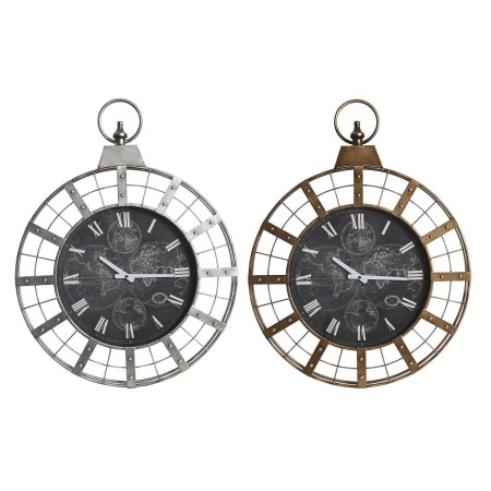 Orologio da Parete DKD Home Decor Cristallo Argentato Nero Dorato Ferro (60 x 6,5 x 78 cm)