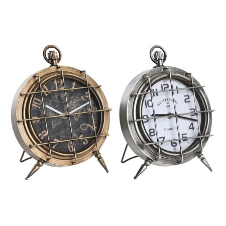 Orologio da Tavolo DKD Home Decor Mappamondo Cristallo Argentato Nero Dorato Bianco Ferro (22 x 17 x 29 cm) (2 Unità)