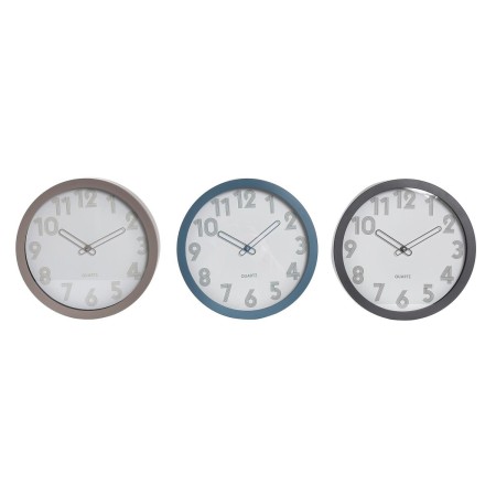 Orologio da Parete DKD Home Decor Cristallo Grigio Beige Turchese PVC (30 x 4,3 x 30 cm)