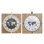 Orologio da Parete DKD Home Decor Nero MDF Bianco Ferro Mappamondo (60 x 4,5 x 60 cm)