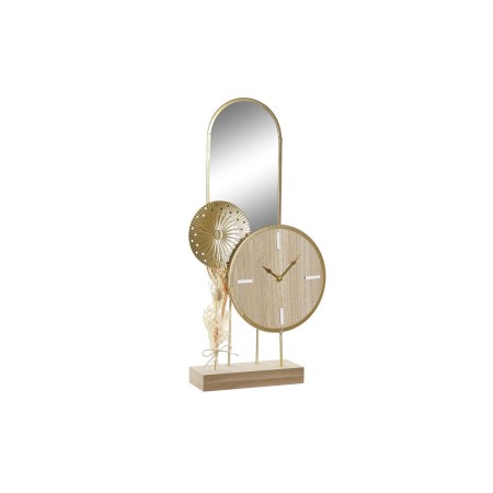 Orologio da Tavolo DKD Home Decor Specchio Naturale Dorato Metallo MDF (26 x 8 x 53 cm)