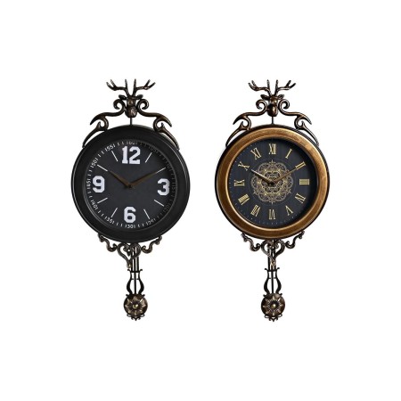 Orologio da Parete DKD Home Decor Cristallo Nero Dorato Ferro (27 x 7,5 x 57,5 cm)