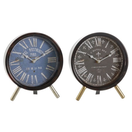 Orologio da Tavolo DKD Home Decor Cristallo Nero Azzurro Metallo (20,5 x 5 x 24 cm) (2 Unità)