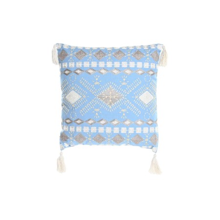 Cuscino DKD Home Decor Azzurro Poliestere Cotone Alluminio Bianco (40 x 15 x 40 cm)