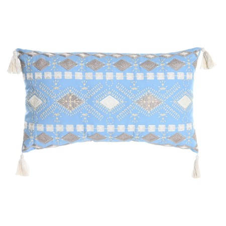 Cuscino DKD Home Decor Azzurro Poliestere Cotone Bianco (60 x 15 x 35 cm)