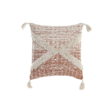 Cuscino DKD Home Decor Beige Arancio Poliestere Cotone Alluminio Frange (45 x 10 x 45 cm)