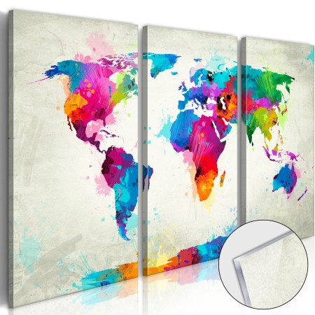 Quadro su vetro acrilico - World Map: An Explosion of Colours