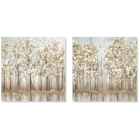 Tela DKD Home Decor Alberi Tradizionale (2 Unità) (90 x 2 x 90 cm)