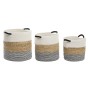 Set di Cestini DKD Home Decor Beige Cotone Fibra naturale (40 x 40 x 40 cm) (3 Pezzi)