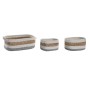 Scatola Decorativa DKD Home Decor Cotone Fibra naturale (3 Pezzi) (33 x 23 x 13 cm)