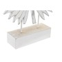 Statua Decorativa DKD Home Decor Metallo Bianco Tropicale Legno MDF Foglia della pianta (36 x 7 x 46 cm)