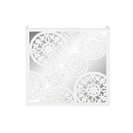 Decorazione da Parete DKD Home Decor Specchio Bianco Legno MDF (90 x 1,5 x 90 cm)