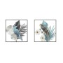 Decorazione da Parete DKD Home Decor Grigio Azzurro Metallo Pappagallo Tropicale (50 x 7,6 x 50 cm) (2 Unità)