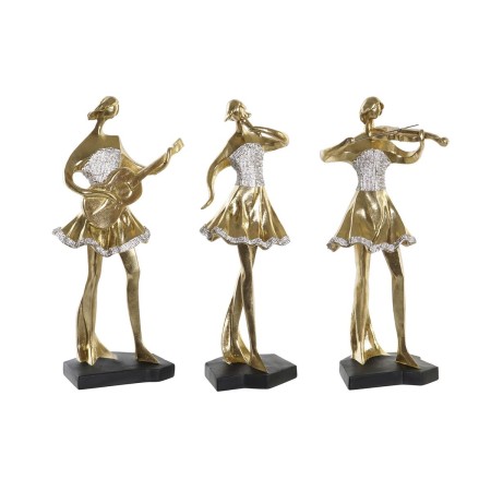 Statua Decorativa DKD Home Decor Musica Ballerina Dorato Resina (20 x 12 x 41,5 cm) (3 Unità)