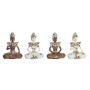 Statua Decorativa DKD Home Decor Marrone Buddha Bianco Resina Orientale (20,5 x 10,5 x 28,5 cm) (4 Unità)