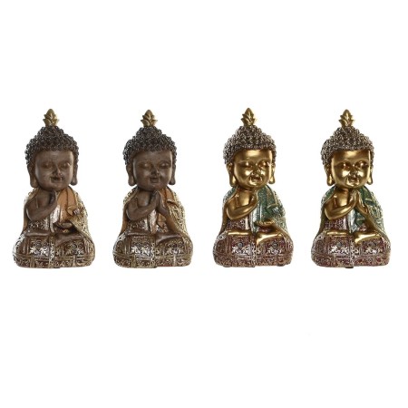 Statua Decorativa DKD Home Decor Beige Dorato Buddha Resina Orientale (10,5 x 9 x 19,5 cm) (4 Unità)