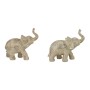 Statua Decorativa DKD Home Decor Elefante Beige Dorato Resina Coloniale (22,7 x 11 x 20,8 cm) (2 Unità)