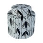 Vaso DKD Home Decor Porcellana Nero Bianco Orientale Foglia della pianta (17 x 17 x 16 cm)