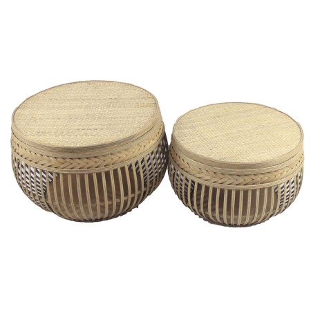 Set di 2 tavoli DKD Home Decor Marrone Rattan (51 x 51 x 33 cm)