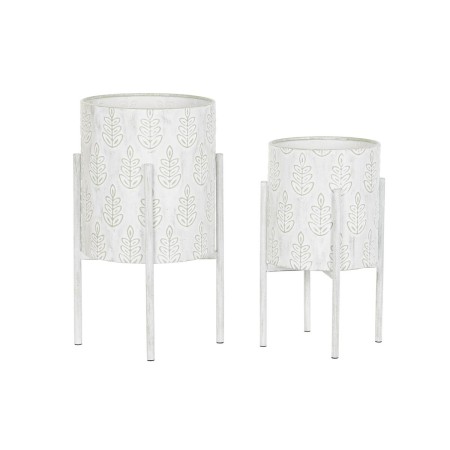 Set di vasi da fiori DKD Home Decor Metallo Bianco Shabby Chic (31 x 31 x 58 cm)