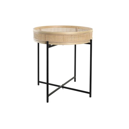 Vaso DKD Home Decor Naturale Nero Metallo Rattan Scandinavo (43 x 43 x 46 cm)