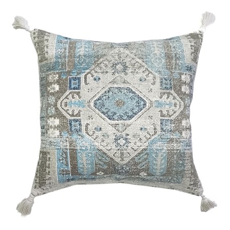 Cuscino DKD Home Decor Azzurro Poliestere Cotone Arabo Frange (45 x 10 x 45 cm)