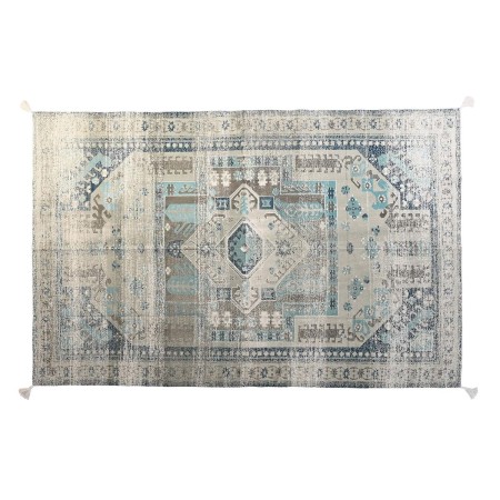 Tappeto DKD Home Decor Finitura invecchiata Azzurro Cotone Arabo Frange (160 x 230 x 1 cm)