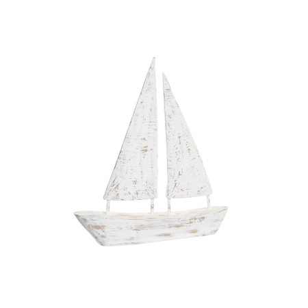 Statua Decorativa DKD Home Decor Naturale Beige Bianco Legno di mango Marinaio Barca a vela (36 x 4 x 47 cm)