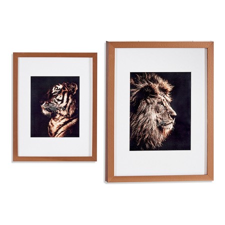 Quadro Tigre Leone Cristallo Bronce Vetro Truciolare (33 x 3 x 43 cm) (33 x 3 x 43 cm)