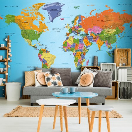 Carta da parati - World Map: Colourful Geography