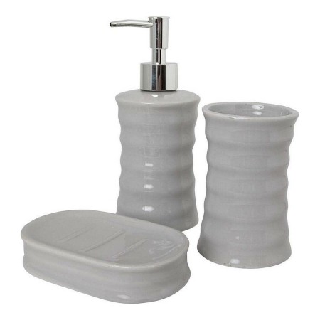 Set da Bagno 89457 Onde Ceramica Grigio Metallo (3 pcs)