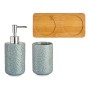 Set da Bagno Quadrati Grigio Ceramica Bambù (3 pcs)