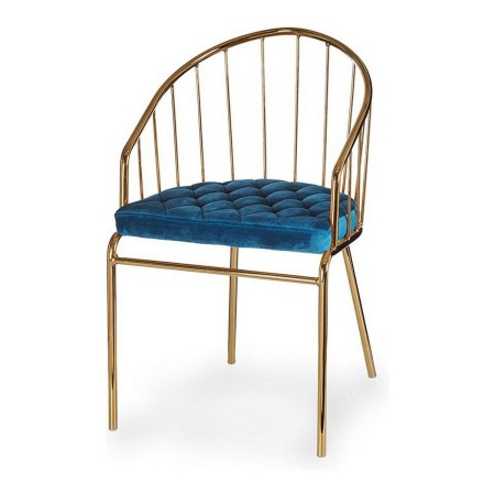 Sedia Azzurro Dorato Barre Poliestere Ferro (51 x 81 x 52 cm)