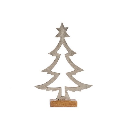 Albero di Natale Sagoma Argentato Metallo Legno (5 x 29 x 20,5 cm)