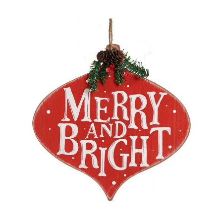 Insegna Merry and Bright Plastica Legno MDF (30 x 3,5 x 30 cm)