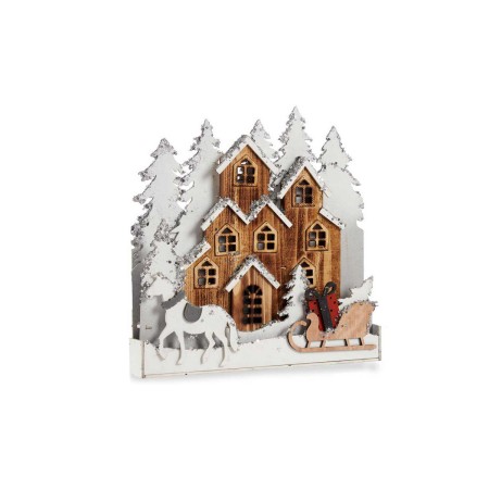 Statua Decorativa Luce Natale Paese Legno (44 x 44,5 x 6 cm)