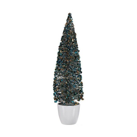 Albero di Natale Grande Azzurro Dorato Plastica (10 x 38 x 10 cm)