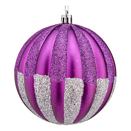 Palle di Natale Ø 10 cm 6 Unità Argentato Viola PVC