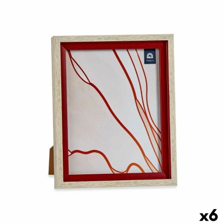 Cornice Portafoto Cristallo Rosso Legno Marrone Plastica (24 x 2 x 29 cm) (6 Unità)