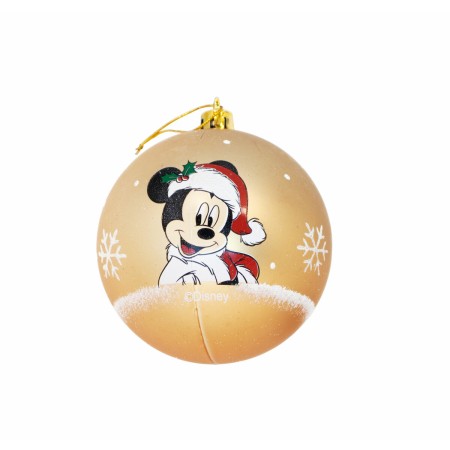 Palla di Natale Mickey Mouse Happy smiles Dorato 6 Unità Plastica (Ø 8 cm)