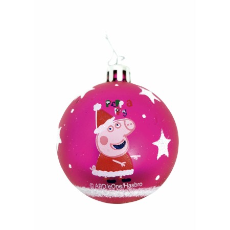 Palla di Natale Peppa Pig Cosy corner Fucsia 6 Unità Plastica (Ø 8 cm)