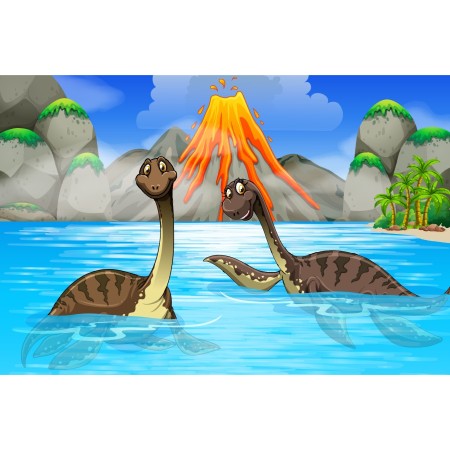 Carta Da Parati Dinosauri In Acqua- Dimensione: 104x70.5 cm