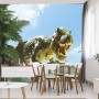 Carta Da Parati Grande Dinosauro T-Rex E Il Palmo- Dimensione: 270x180 cm