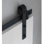 Emuca Sistema Barn per ante scorrevoli in legno sospese, Con chiusura soft, Verniciato nero, Acciaio e Tecnoplastica, 1 u.