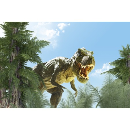 Carta Da Parati Grande Dinosauro T-Rex E Il Palmo- Dimensione: 460x300 cm