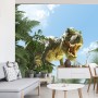 Carta Da Parati Grande Dinosauro T-Rex E Il Palmo- Dimensione: 208x146 cm